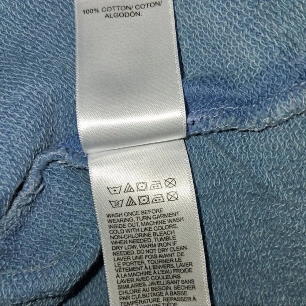 Lucky Brand faded wash Blue Patchwork Floral crop cottagecore sweatshirt Hoodie - Picture 6 of 7